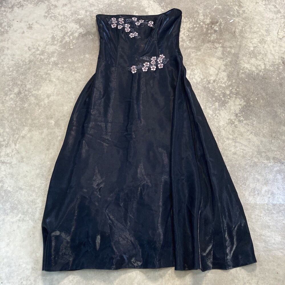scott mcclintock dress Womens 10 Sleeveless Black Embroidered Long Special Occas